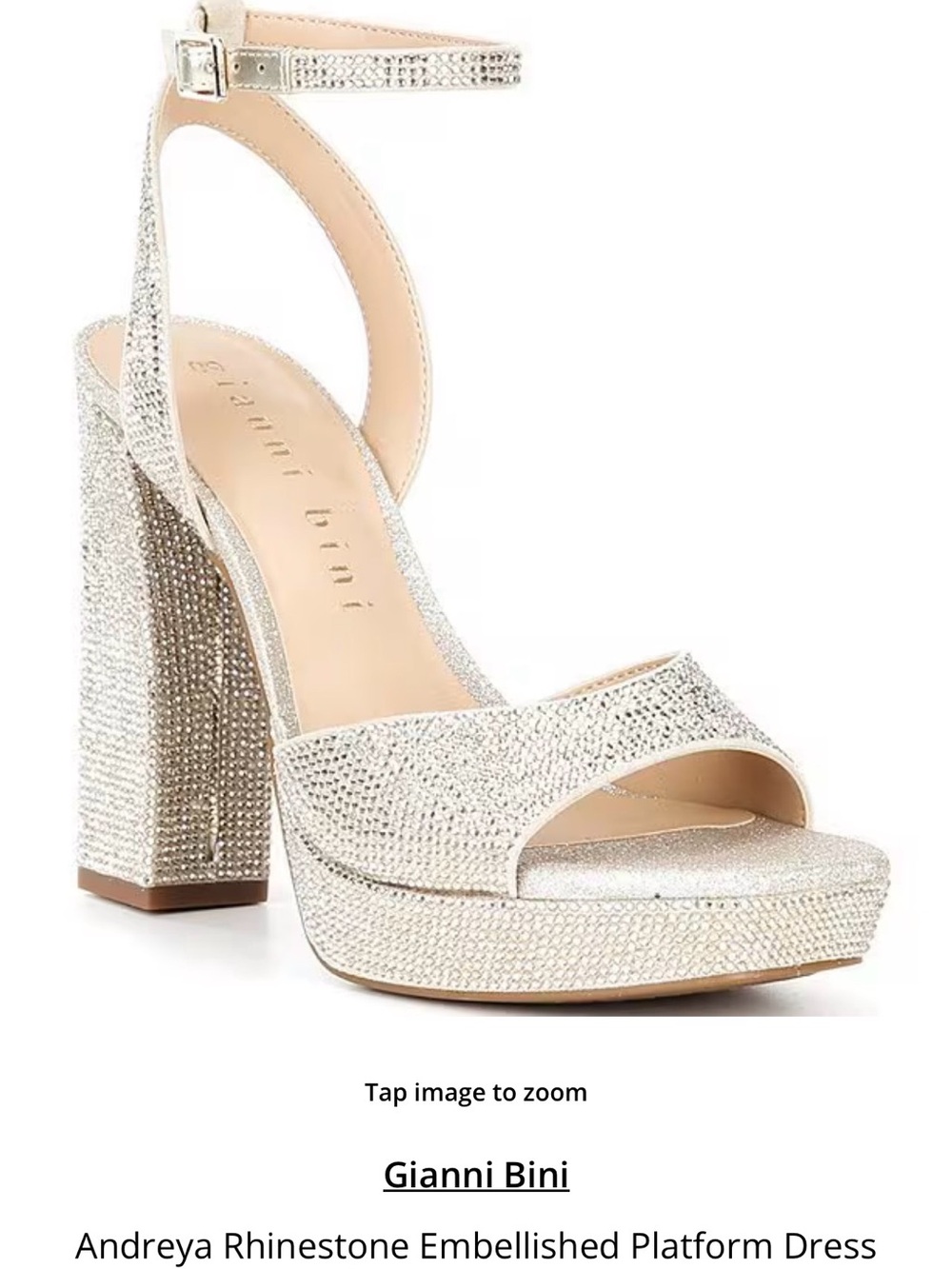 Gianni Bini Sand gold Rhinestone Platform Sandal with Ankle Strap